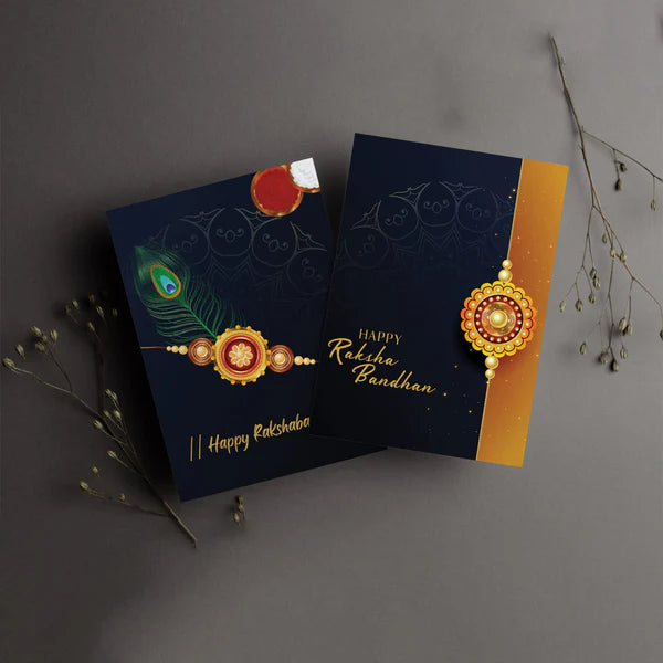 The Royal Peacock Rakhi Shubh Shuruat Hamper – Designer Peacock Rakhi with Decorative Silver Puja Thali, Auspicious Coin, Tilak Essentials & Gourmet Chocolate