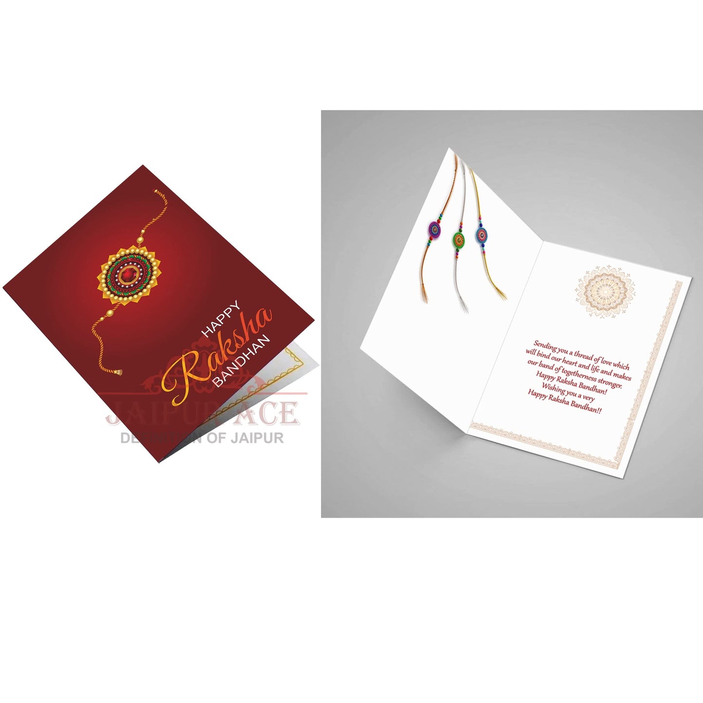 Jaipur Ace Rakhi Gift Hamper for Bhaiya Bhabhi with Silver Plated Bowl Set, Pooja Thali, 2 Designer Rakhis, Roli Chawal, Raksha Bandhan Gift Set for Brother Bhabhi, Premium Rakhi Combo with Red Velvet Box