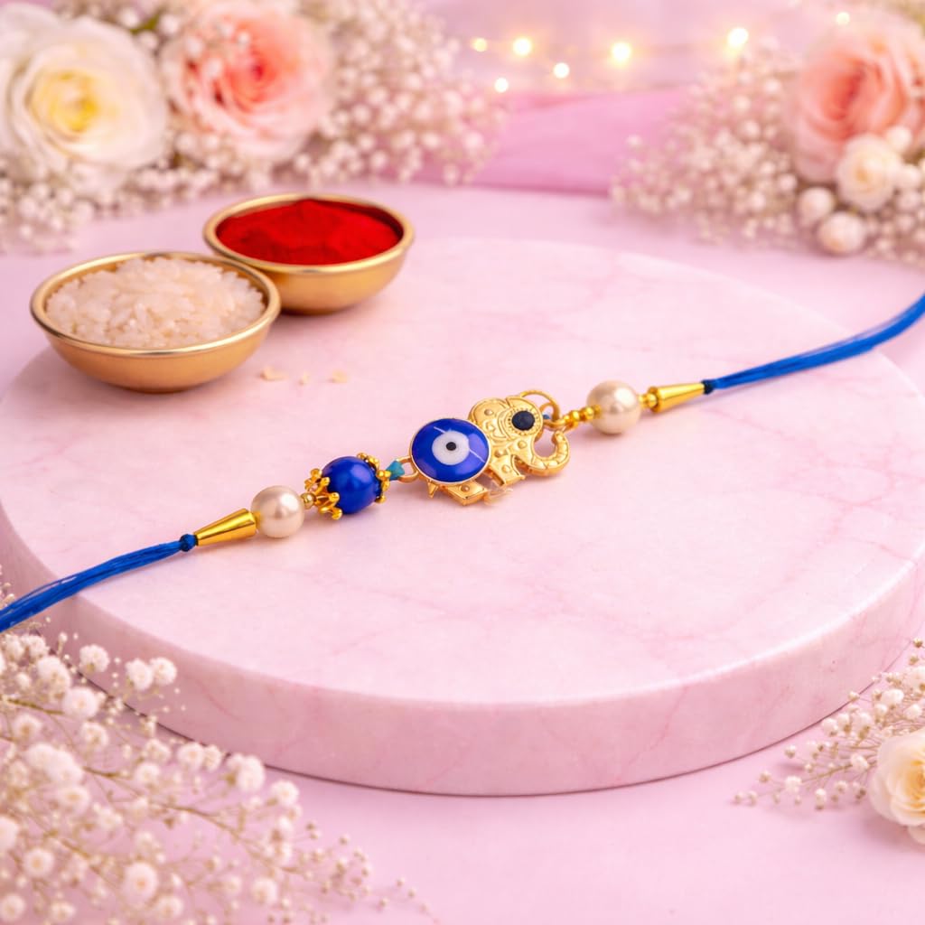 Jaipur Ace Rakhi Gift Hamper for Bhaiya Bhabhi with Silver Plated Bowl Set, Pooja Thali, 2 Designer Rakhis, Roli Chawal, Raksha Bandhan Gift Set for Brother Bhabhi, Premium Rakhi Combo with Red Velvet Box