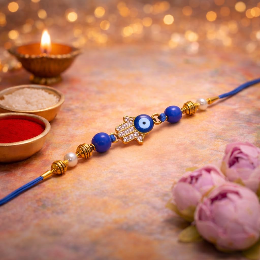 Jaipur Ace Rakhi Gift Hamper for Bhaiya Bhabhi with Silver Plated Bowl Set, Pooja Thali, 2 Designer Rakhis, Roli Chawal, Raksha Bandhan Gift Set for Brother Bhabhi, Premium Rakhi Combo with Red Velvet Box