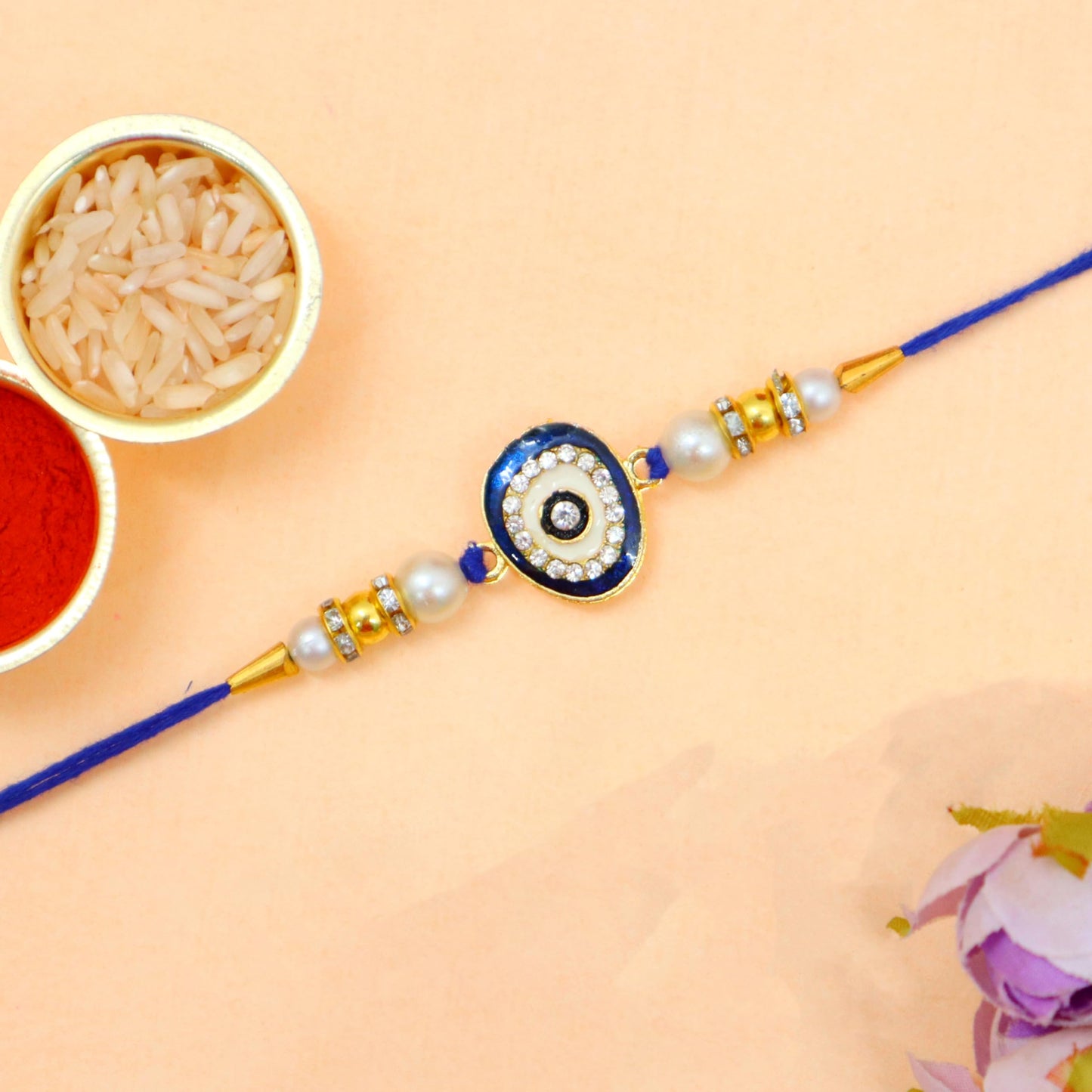 Jaipur Ace Rakhi Gift Hamper for Bhaiya Bhabhi with Silver Plated Bowl Set, Pooja Thali, 2 Designer Rakhis, Roli Chawal, Raksha Bandhan Gift Set for Brother Bhabhi, Premium Rakhi Combo with Red Velvet Box