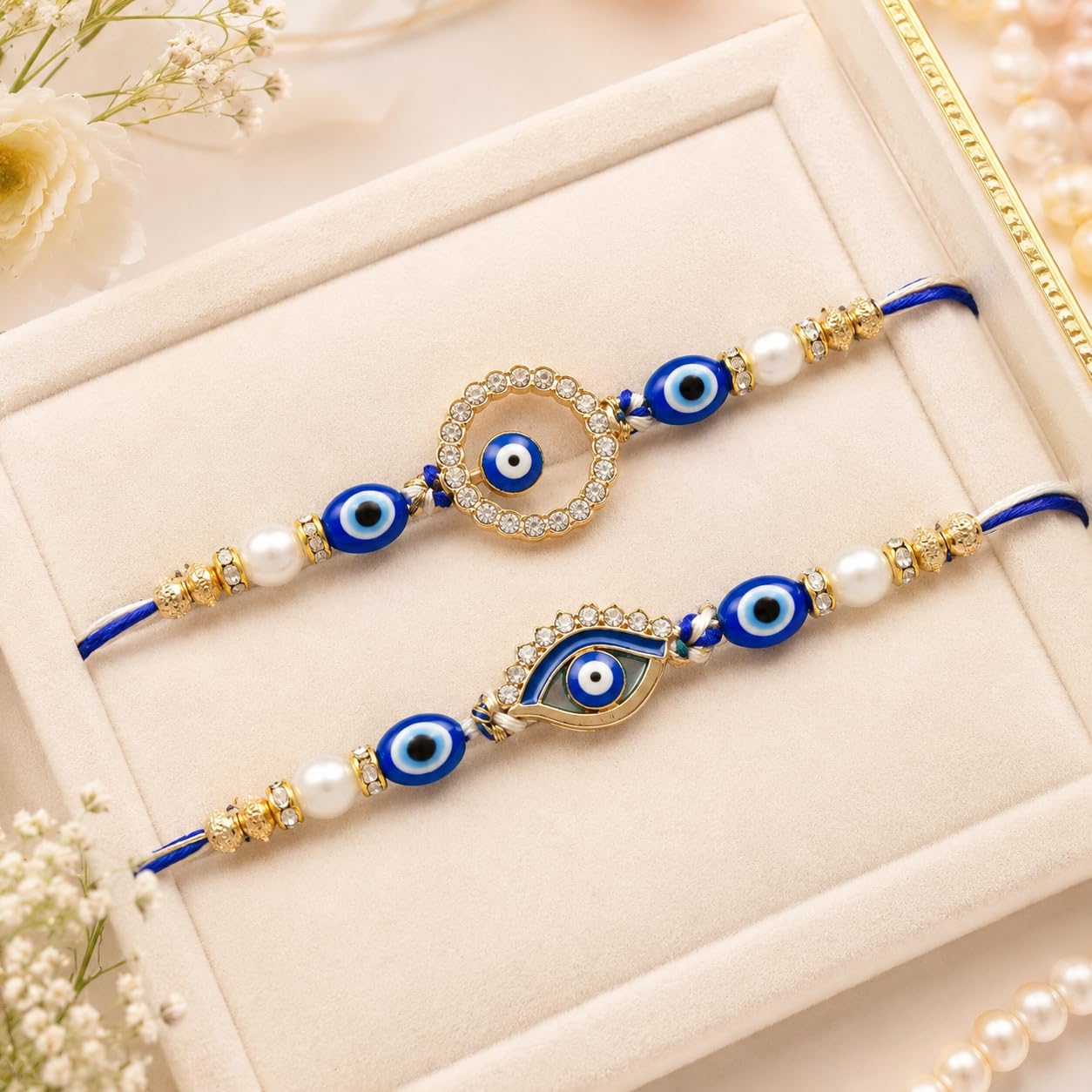 Dreamica Set of 2 Designer Rakhi for Brother | Combo with ‘My Brother Is Awesome’ Fridge Magnet, Tilak Set (Roli-Chawal), and Greeting Card | Best Rakhi Gift For Brother (Rakhi-92)