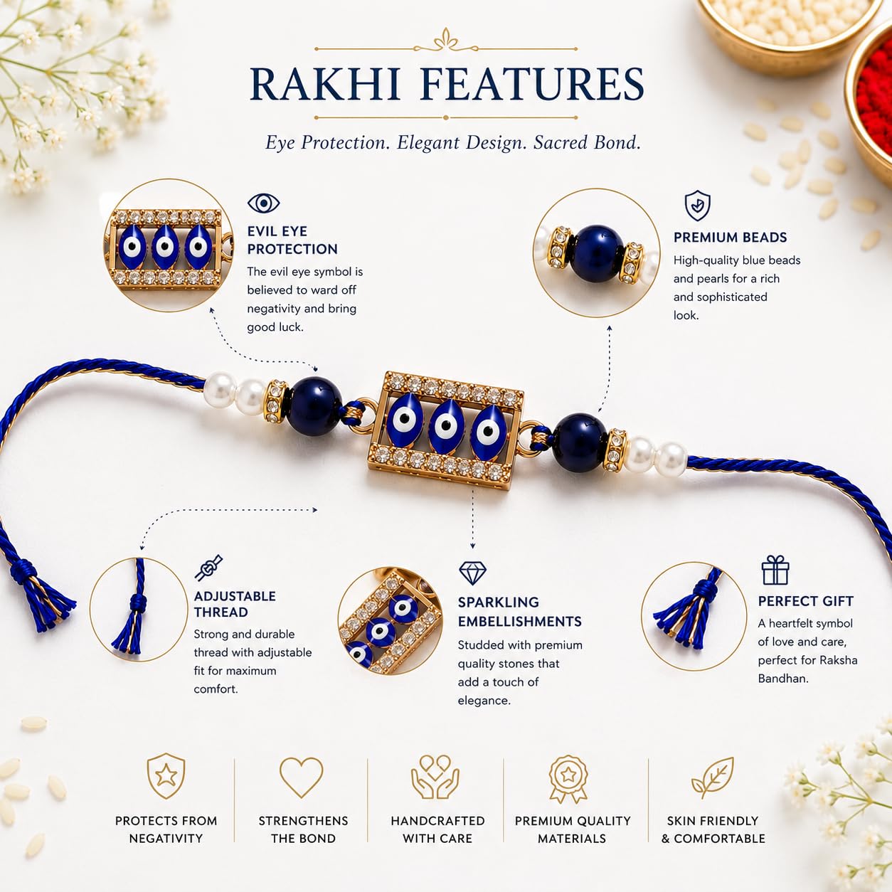 Jaipur Ace Rakhi Gift Hamper for Bhaiya Bhabhi with Silver Plated Bowl Set, Pooja Thali, 2 Designer Rakhis, Roli Chawal, Raksha Bandhan Gift Set for Brother Bhabhi, Premium Rakhi Combo with Red Velvet Box