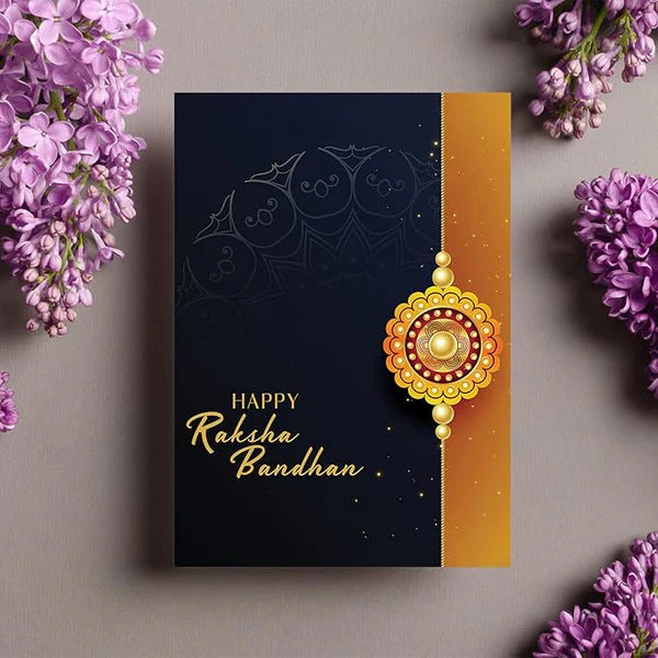 The Royal Heritage Rakhi Ensemble – Set of 5 Designer Peacock & Floral Rakhis with Artisanal Chocolates, Sacred Pooja Coin & Festive Tilak Essentials