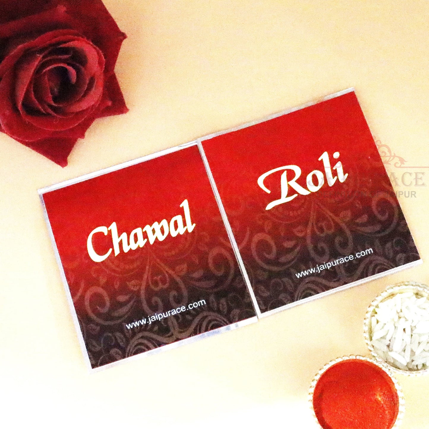 Jaipur Ace Rakhi Gift Hamper for Bhaiya Bhabhi with Silver Plated Bowl Set, Pooja Thali, 2 Designer Rakhis, Roli Chawal, Raksha Bandhan Gift Set for Brother Bhabhi, Premium Rakhi Combo with Red Velvet Box